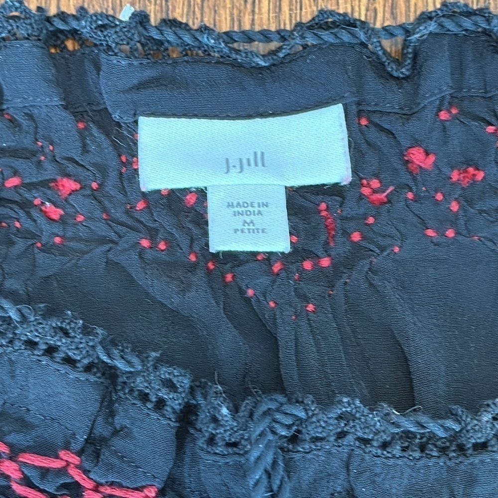 JJill black floral long sleeve top size petite M - Picture 7 of 8